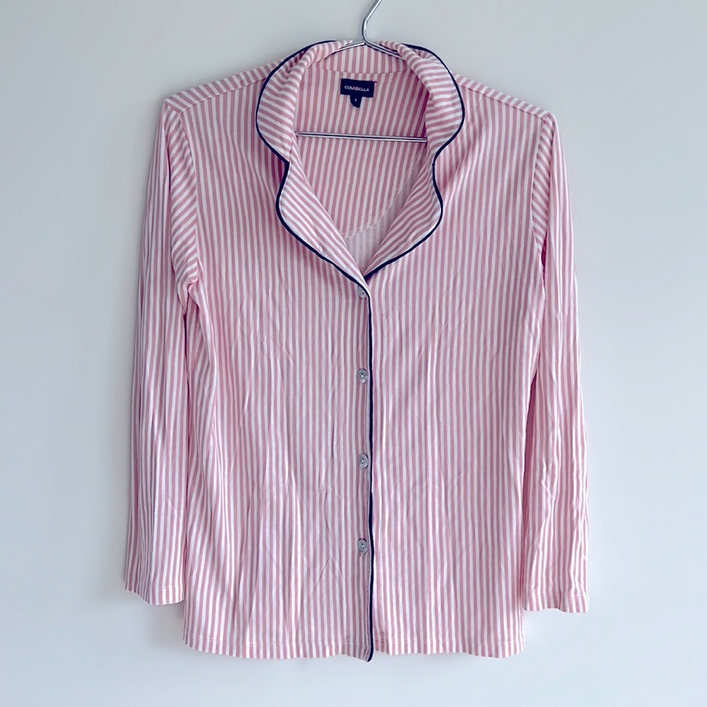 NWOT Cosabella Striped Long Sleeve Pajama Top Sz S Luxury Sleepwear Cozy